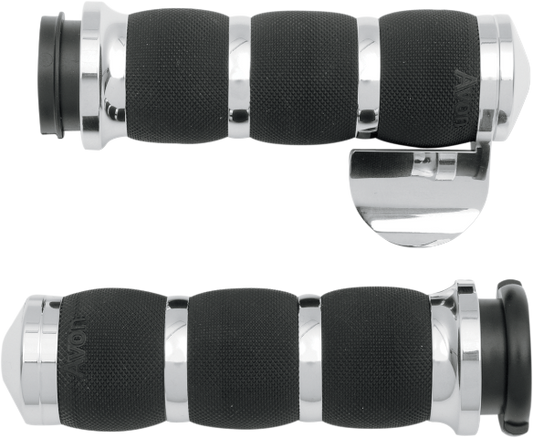 Avon Chrome Cushion TBW Hand Grips for 2008-2024 Harley Dyna Touring FLHX FLHT
