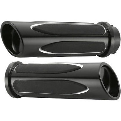 Arlen Ness Black Comfort Deep Cut Hand Grips Cable for 1980-2022 Harley Davidson