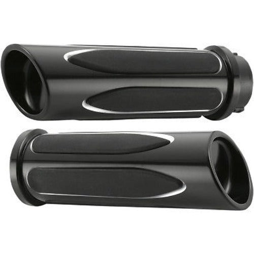 Arlen Ness Black Comfort Deep Cut Hand Grips Cable for 1980-2022 Harley Davidson