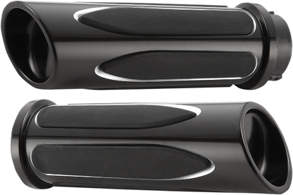 Arlen Ness Black Comfort Deep Cut Grips for 2008-24 Harley Touring Softail Dyna