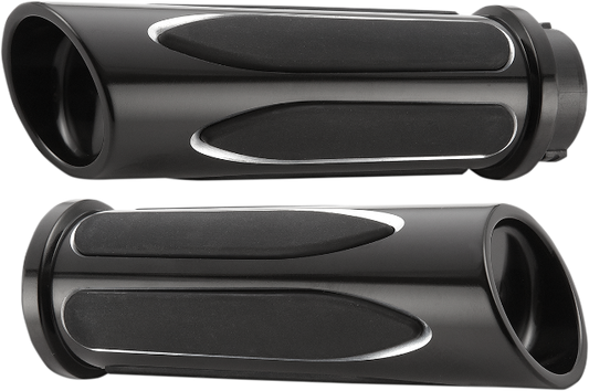 Arlen Ness Black Comfort Deep Cut Grips for 2008-24 Harley Touring Softail Dyna