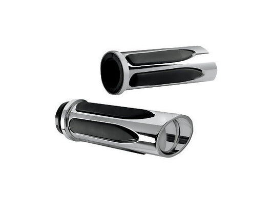 Arlen Ness TBW Chrome Comfort Deep Cut Hand Grips fits  2008-2024 Harley Davidson