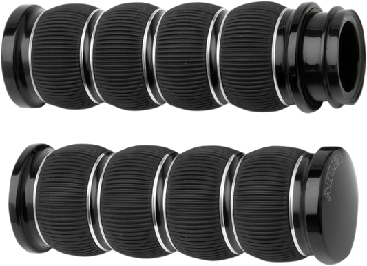 Arlen Ness Black TBW Ring Leader Hand Grips for 2008-2024 Harley Touring Softail