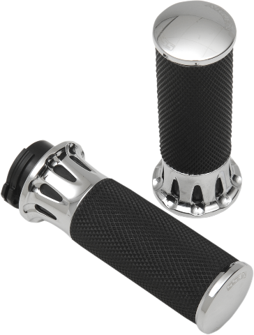 Arlen Ness Chrome Fusion Deep Cut Cable Hand Grips for 1980-2022 Harley Davidson