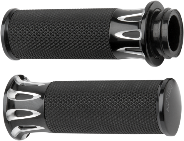 Arlen Ness Black Deep Cut TBW Hand Grips for 2008-2024 Harley Touring Softail