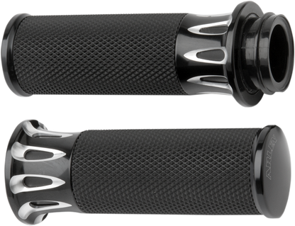 Arlen Ness Black Deep Cut TBW Hand Grips for 2008-2024 Harley Touring Softail