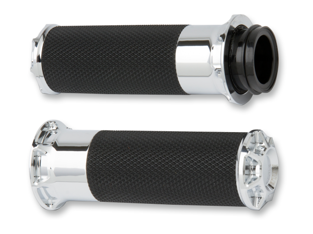 Arlen Ness Chrome Fusion Beveled TBW Hand Grips 2008-2024 Harley Touring Softail