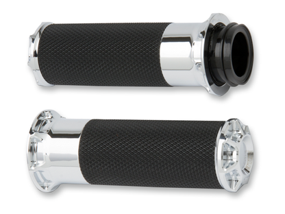 Arlen Ness Chrome Fusion Beveled TBW Hand Grips 2008-2024 Harley Touring Softail
