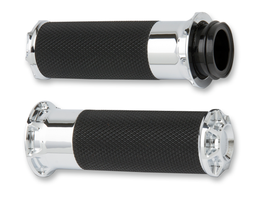 Arlen Ness Chrome Fusion Beveled TBW Hand Grips 2008-2024 Harley Touring Softail