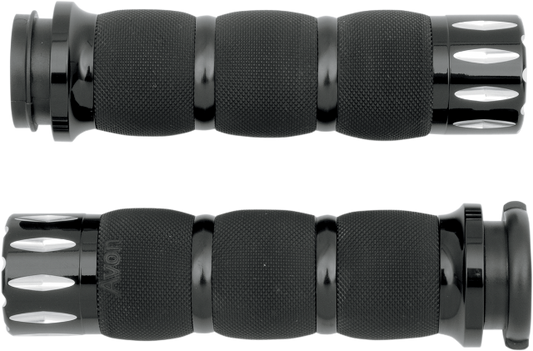 Avon Black TBW Rival Handlebar Hand Grips 2008-2024 Harley Dyna Touring FLHX