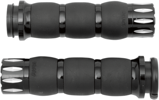 Avon Black Rival TBW Handlebar Hand Grips 2008-2024 Harley Touring FLHX FLSTF