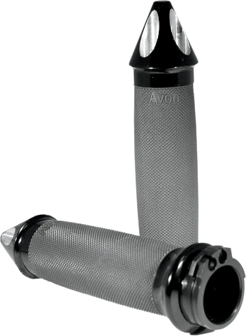 Avon Black Spike TBW Handlebar Hand Grips 2008-2024 Harley Touring FLSTF Softail