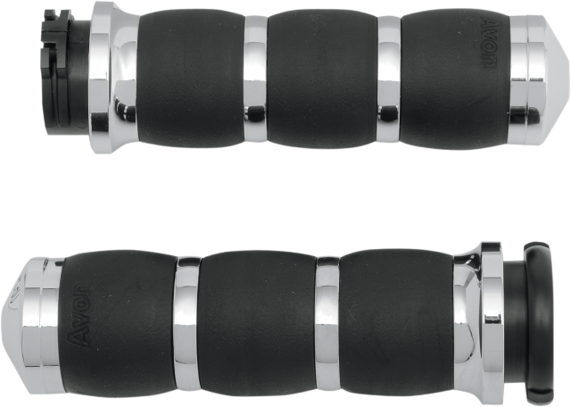 Avon Chrome Velvet Air Cable Handlebar Hand Grips for 1980-2022 Harley Davidson