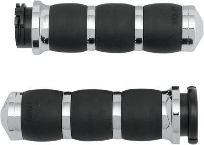 Avon Chrome Velvet Air Cable Handlebar Hand Grips for 1980-2022 Harley Davidson