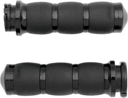 Avon Black Velvet Air Cable Hand Grips for 1980-2022 Harley Davidson