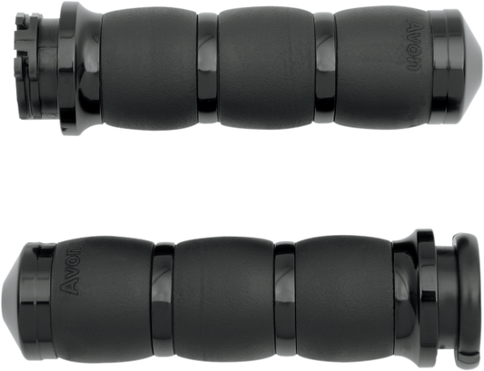 Avon Black Velvet Air Cable Hand Grips for 1980-2022 Harley Davidson