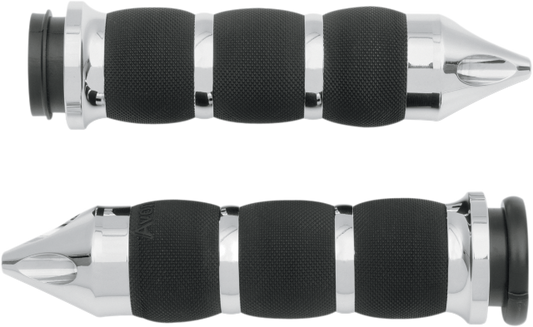 Avon Chrome TBW Spike Handlebar Hand Grips 2008-2024 Harley Touring FLHX FLSTF