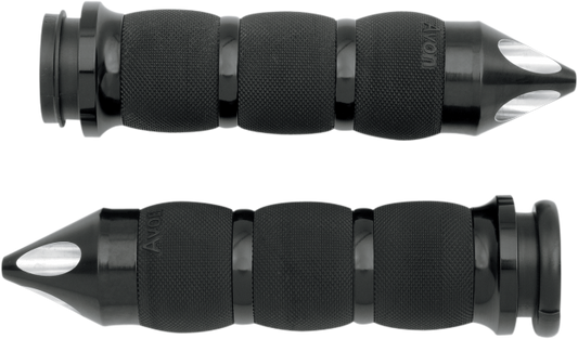 Avon Black TBW Air Spike Handlebar Hand Grips for 2008-2024 Harley Dyna Touring