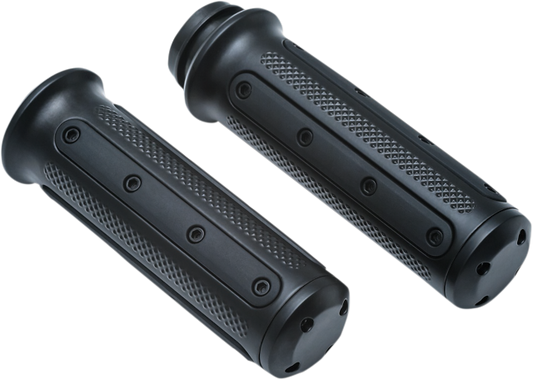 Kuryakyn 6123 Heavy Industry 1" TBW Black Hand Grips 2008-2024 Harley Touring