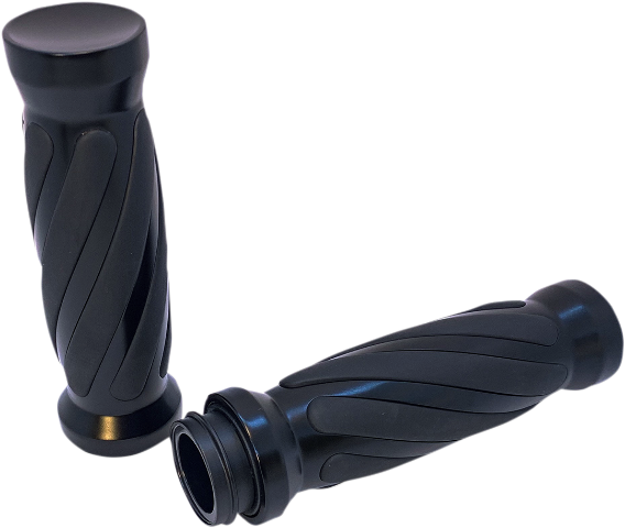 Pro One Black Twisted TBW 1" Motorcycle Grips 2008-2024 Harley Touring Softail
