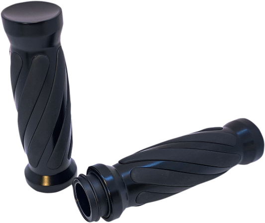 Pro One Black Twisted TBW 1" Motorcycle Grips 2008-2024 Harley Touring Softail