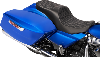 Drag Specialties Freedom Forward Silver Diamond Seat for 2023-25 Harley Touring
