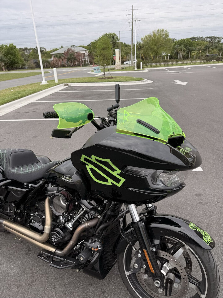 Klock Werks Flare Green Ice Hand Guards fits 1982-2025 Harley Cable Clutch