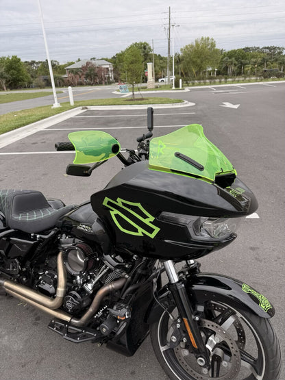 Klock Werks Flare Green Ice Hand Guards fits 1982-2025 Harley Cable Clutch