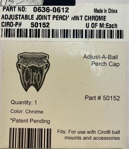 Ciro Black Adjustable 360° Swivel Post Joint 50152 for Use with Ciro Ball Mounts