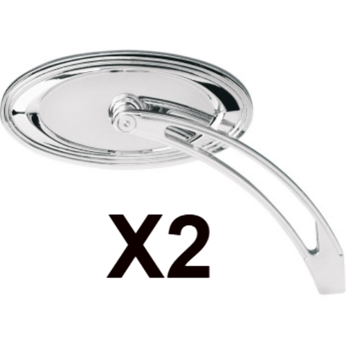 Arlen Ness Chrome Oval Stepped Convex Screw in Motorcycle Handlebar Mirror Set