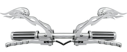 Drag Specialties Chrome 6" Stem 3D Flame Motorcycle Mirrors fits Harley Davidson