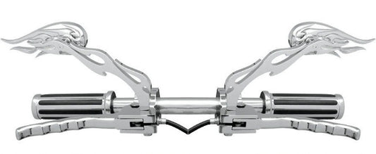 Drag Specialties Chrome 6" Stem 3D Flame Motorcycle Mirrors fits Harley Davidson
