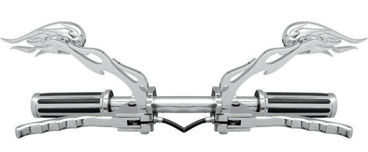 Drag Specialties Chrome 6" Stem 3D Flame Motorcycle Mirrors fits Harley Davidson