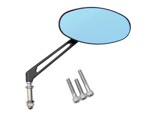Drag Specialties Pair Black Stealth I Blue Tint Motorcycle Mirrors for Harley