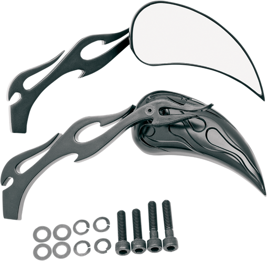 Drag Specialties Black Flame Teardrop Motorcycle Mirrors Harley Davidson XL FXD