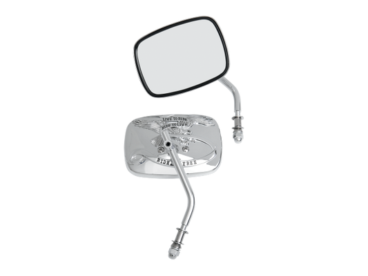 Drag Specialties Live to Ride Chrome Motorcycle Mirrors Harley FLHT FXD FLTR XL