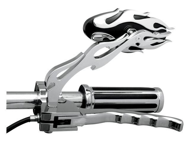 Drag Specialties Oval Flame Black & Chrome Motorcycle Mirrors Harley FLST FXD XL