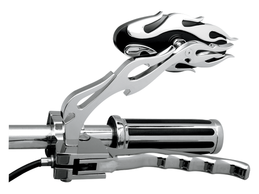 Drag Specialties Oval Flame Black & Chrome Motorcycle Mirrors Harley FLST FXD XL