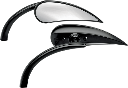 Arlen Ness Micro Black Pair Handlebar Curved Teardrop Mirrors fits Harley