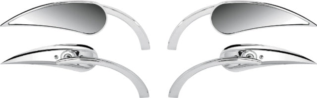 Arlen Ness Chrome Pair Rad II Teardrop Micro Motorcycle Mirrors fits Harley FXR