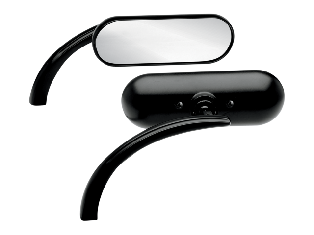 Arlen Ness Black Mini Oval Pair Motorcycle Mirrors Harley Davidson FXST FXR FXD