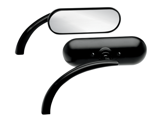 Arlen Ness Black Mini Oval Pair Motorcycle Mirrors Harley Davidson FXST FXR FXD