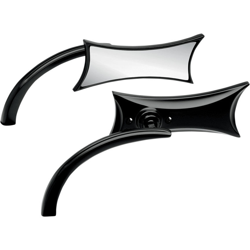 Arlen Ness Pair Black 4 Point Oval Motorcycle Mirrors fits Harley Davidson