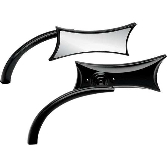 Arlen Ness Pair Black 4 Point Oval Motorcycle Mirrors fits Harley Davidson