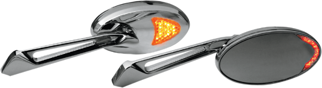 Rivco Chrome Lighted Universal Slotted Motorcycle Mirrors fits Harley Davidson