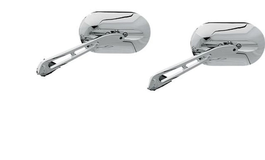 Kuryakyn 1409 Chrome Convex Large Plus Oval Magnum Screw in Handlebar Mirror Set