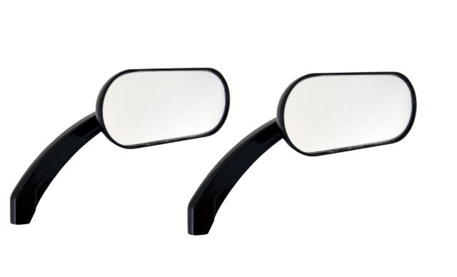 Drag Specialties Gloss Black Motorcycle Handlebar Mirror Set for Harley
