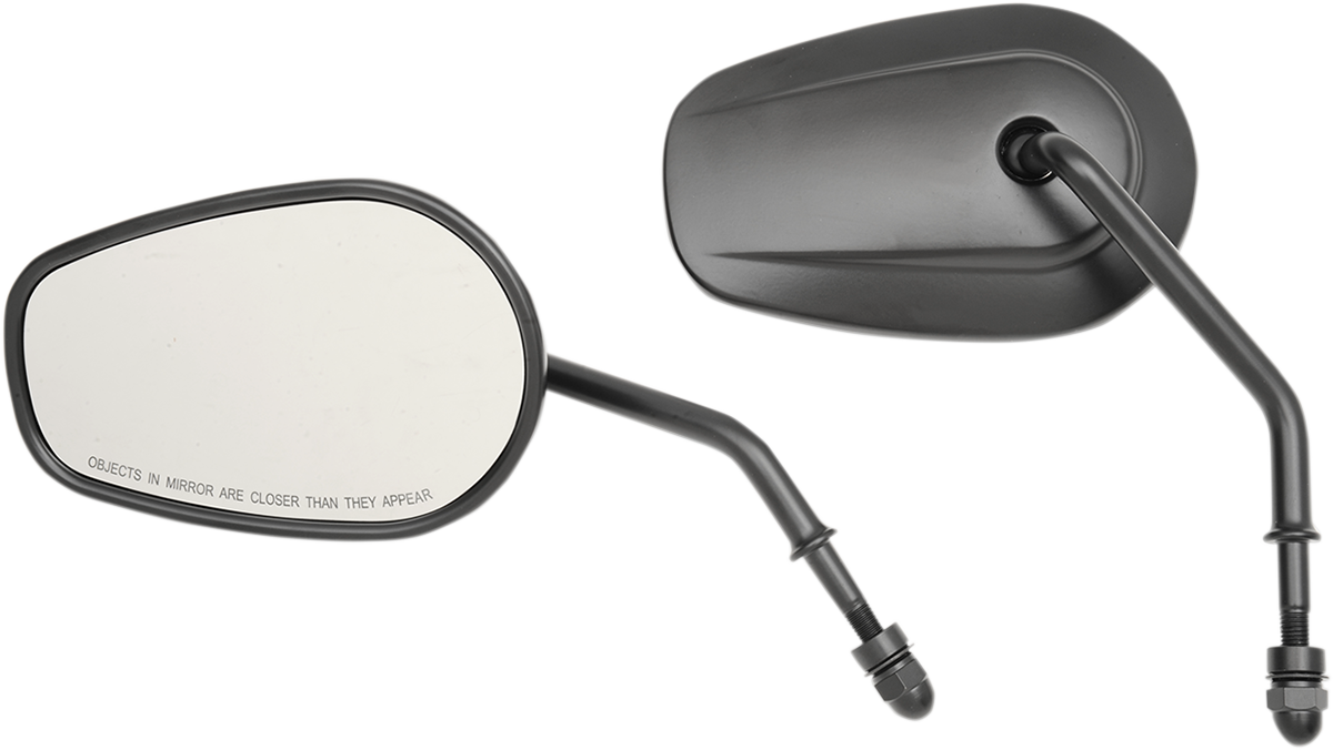 Drag specialties Black Teardrop Short Pair Handlebar Mirror Set for Harley