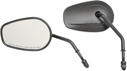 Drag specialties Black Teardrop Short Pair Handlebar Mirror Set for Harley