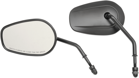 Drag specialties Black Teardrop Short Pair Handlebar Mirror Set for Harley